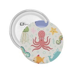 Underwater Seamless Pattern Light Background Funny 2.25  Buttons