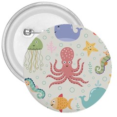 Underwater Seamless Pattern Light Background Funny 3  Buttons