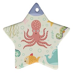 Underwater Seamless Pattern Light Background Funny Ornament (Star)