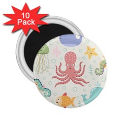 Underwater Seamless Pattern Light Background Funny 2.25  Magnets (10 pack) 