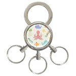 Underwater Seamless Pattern Light Background Funny 3-Ring Key Chain Front