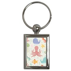 Underwater Seamless Pattern Light Background Funny Key Chain (Rectangle)
