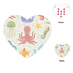 Underwater Seamless Pattern Light Background Funny Playing Cards Single Design (Heart)