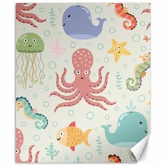 Underwater Seamless Pattern Light Background Funny Canvas 8  x 10 