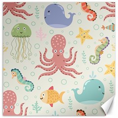 Underwater Seamless Pattern Light Background Funny Canvas 16  x 16 
