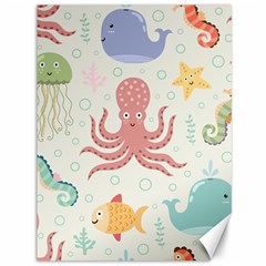 Underwater Seamless Pattern Light Background Funny Canvas 36  x 48 