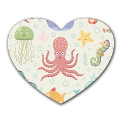 Underwater Seamless Pattern Light Background Funny Heart Mousepads