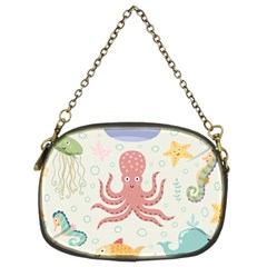 Underwater Seamless Pattern Light Background Funny Chain Purse (Two Sides)