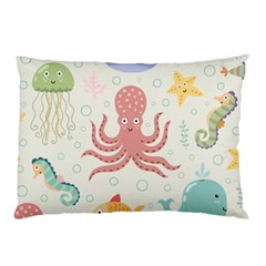 Underwater Seamless Pattern Light Background Funny Pillow Case