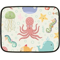 Underwater Seamless Pattern Light Background Funny Double Sided Fleece Blanket (Mini) 