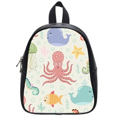Underwater Seamless Pattern Light Background Funny School Bag (small)