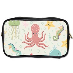 Underwater Seamless Pattern Light Background Funny Toiletries Bag (One Side)