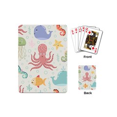 Underwater Seamless Pattern Light Background Funny Playing Cards Single Design (Mini)