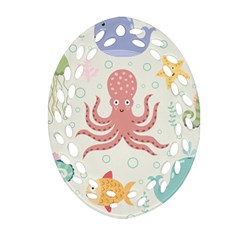 Underwater Seamless Pattern Light Background Funny Ornament (Oval Filigree)