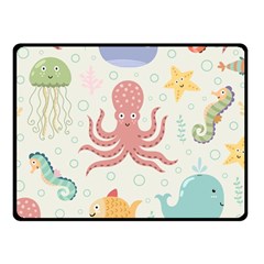 Underwater Seamless Pattern Light Background Funny Double Sided Fleece Blanket (Small) 