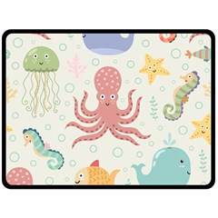 Underwater Seamless Pattern Light Background Funny Double Sided Fleece Blanket (Large) 