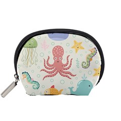 Underwater Seamless Pattern Light Background Funny Accessory Pouch (Small)