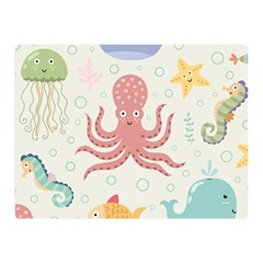 Underwater Seamless Pattern Light Background Funny Double Sided Flano Blanket (Mini) 