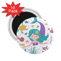 Set Cute Mermaid Seaweeds Marine Inhabitants 2 25  Magnets (10 Pack)  by Wegoenart