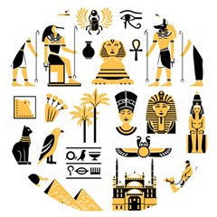 Egypt Symbols Decorative Icons Set Wooden Puzzle Round by Wegoenart