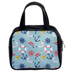 Nautical Marine Symbols Seamless Pattern Classic Handbag (two Sides)