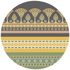 Seamless Pattern Egyptian Ornament With Lotus Flower Wooden Puzzle Round by Wegoenart