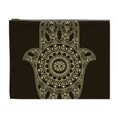 Hamsa Hand Drawn Symbol With Flower Decorative Pattern Cosmetic Bag (xl) by Wegoenart