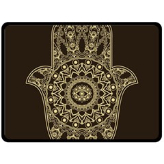 Hamsa Hand Drawn Symbol With Flower Decorative Pattern Fleece Blanket (large)  by Wegoenart