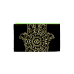 Hamsa Hand Drawn Symbol With Flower Decorative Pattern Cosmetic Bag (xs) by Wegoenart