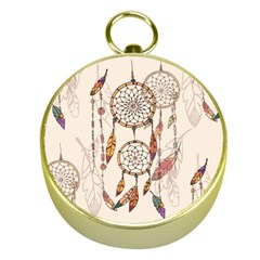 Coloured Dreamcatcher Background Gold Compasses by Wegoenart