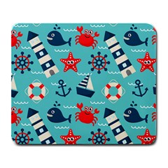 Seamless Pattern Nautical Icons Cartoon Style Large Mousepads