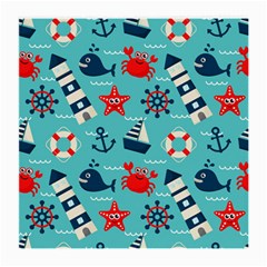 Seamless Pattern Nautical Icons Cartoon Style Medium Glasses Cloth (2 Sides)