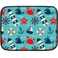 Seamless Pattern Nautical Icons Cartoon Style Fleece Blanket (Mini)