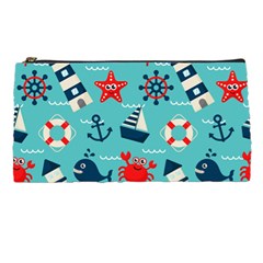 Seamless Pattern Nautical Icons Cartoon Style Pencil Cases