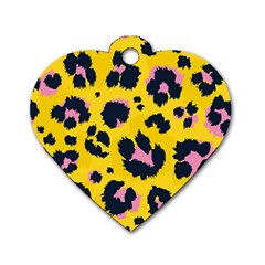 Leopard Print Seamless Pattern Dog Tag Heart (two Sides) by Wegoenart