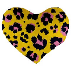 Leopard Print Seamless Pattern Large 19  Premium Heart Shape Cushions