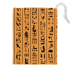 Egyptian Hieroglyphs Ancient Egypt Letters Papyrus Background Vector Old Egyptian Hieroglyph Writing Drawstring Pouch (5xl) by Wegoenart