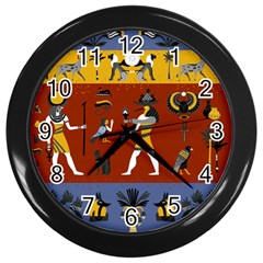 Ancient Egyptian Religion Seamless Pattern Wall Clock (black) by Wegoenart