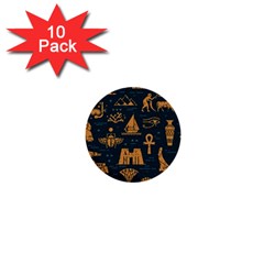 Dark Seamless Pattern Symbols Landmarks Signs Egypt 1  Mini Buttons (10 Pack)  by Wegoenart