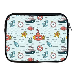 Cartoon Nautical Seamless Background Apple Ipad 2/3/4 Zipper Cases by Wegoenart