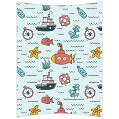 Cartoon Nautical Seamless Background Back Support Cushion by Wegoenart