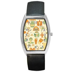 Egypt Seamless Pattern Barrel Style Metal Watch by Wegoenart