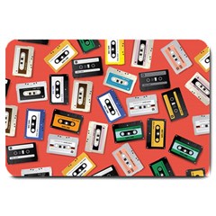 Vintage Retro Cassette Tape Pattern Design Template Large Doormat  by Wegoenart