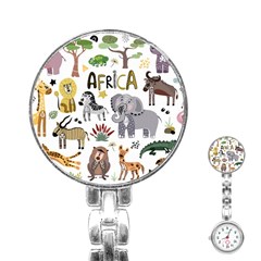 Cartoon African Animals Stainless Steel Nurses Watch