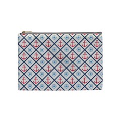 Seamless Pattern With Cross Lines Steering Wheel Anchor Cosmetic Bag (medium)