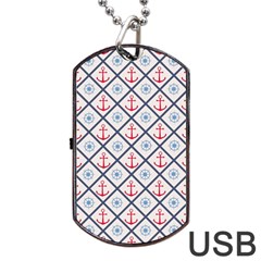 Seamless Pattern With Cross Lines Steering Wheel Anchor Dog Tag Usb Flash (two Sides) by Wegoenart