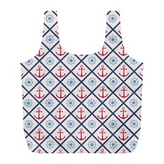 Seamless Pattern With Cross Lines Steering Wheel Anchor Full Print Recycle Bag (l)