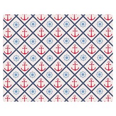 Seamless Pattern With Cross Lines Steering Wheel Anchor Double Sided Flano Blanket (medium) 