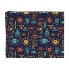 Trendy African Maya Seamless Pattern With Doodle Hand Drawn Ancient Objects Cosmetic Bag (xl) by Wegoenart