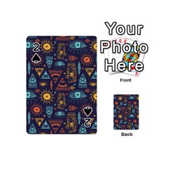 Trendy African Maya Seamless Pattern With Doodle Hand Drawn Ancient Objects Playing Cards 54 Designs (mini) by Wegoenart